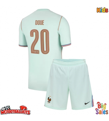 France Desire Doue #20 Replica Away Stadium Kit for Kids World Cup 2026 Short Sleeve (+ pants)